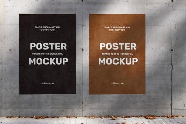 Free Concrete Wall Glued Poster Mockup PSD