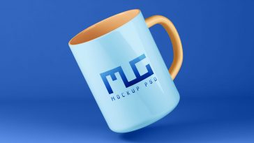 Free Floating Coffee Mug Mockup PSD
