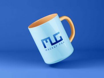 Free Floating Coffee Mug Mockup PSD