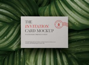 Free Textured Paper Invitation Card Mockup