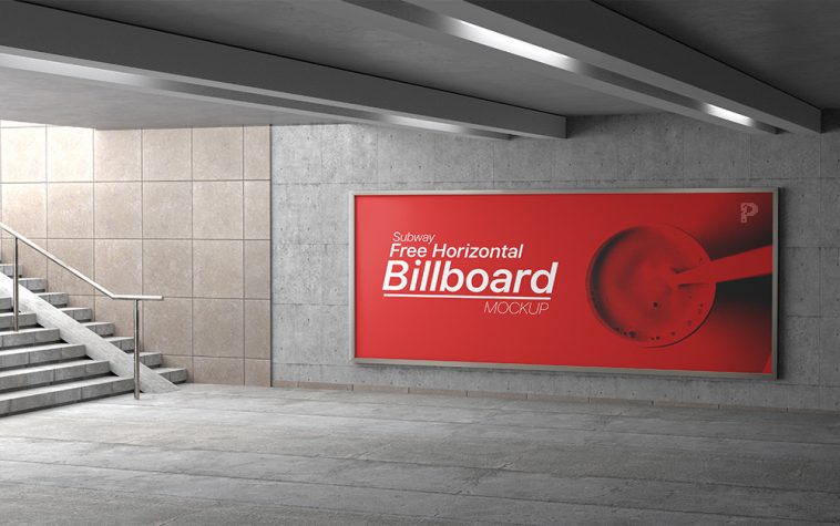 Free Subway Metro Station Horizontal Billboard Mockup PSD