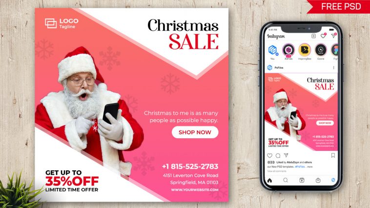 PsFiles Free Christmas Limited Offer Social Post Design Template PSD