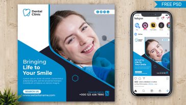 Free Dental Clinic Social Media Post Design PSD Template