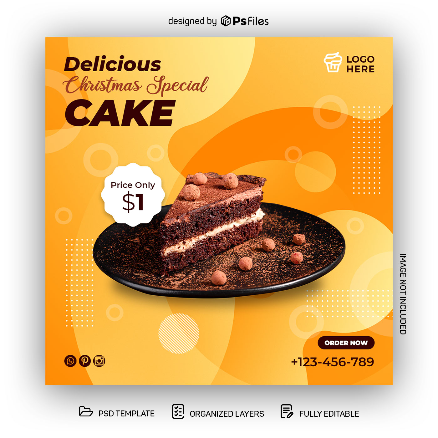 Free Dessert and Cake Shop Instagram Post Template PSD