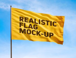 Free Waving Flag Mockup PSD