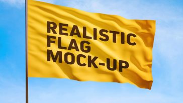 Free Waving Flag Mockup PSD
