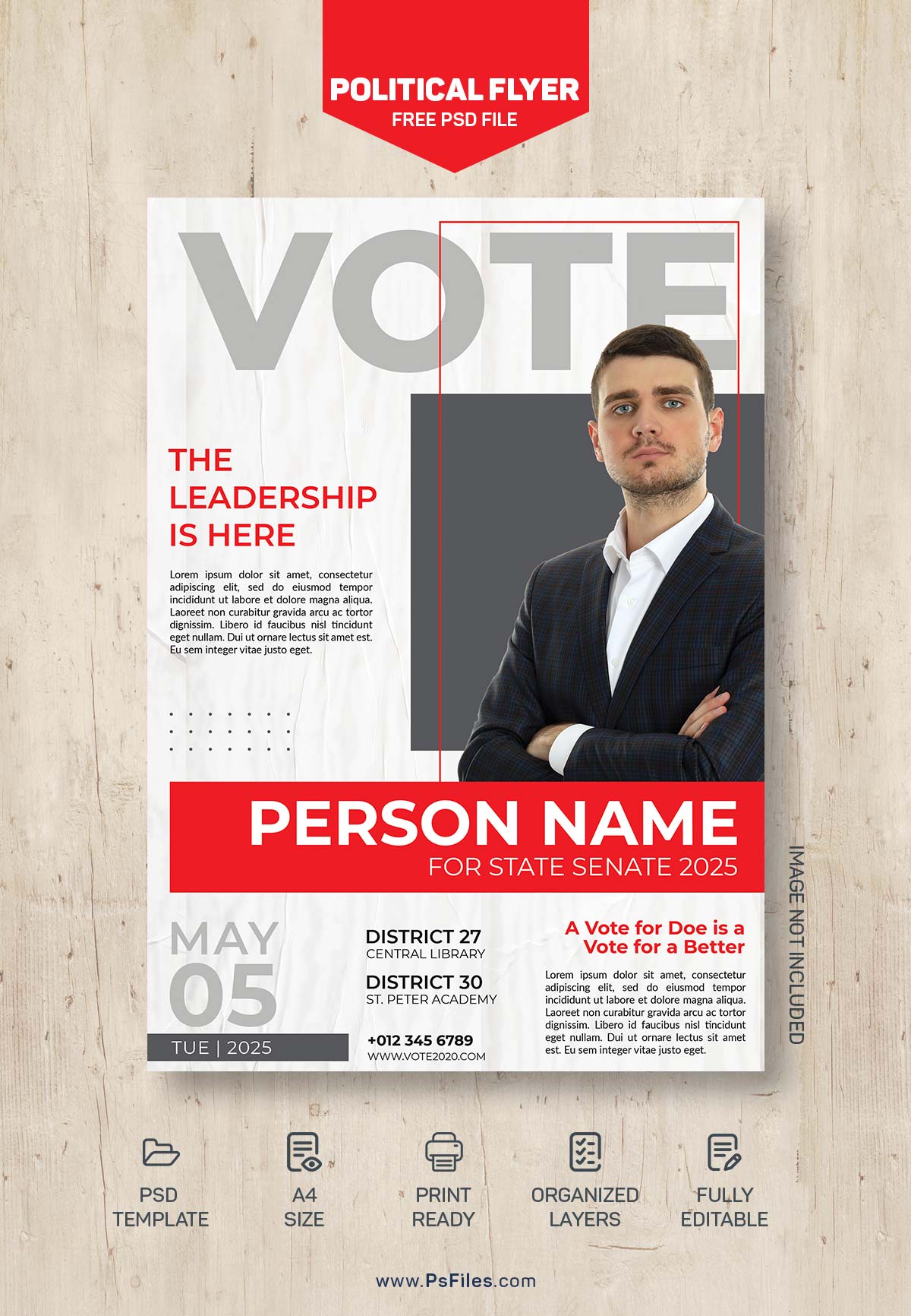 Free Professional Political Election Flyer PSD Template - PsFiles Regarding Political Flyer Template Free