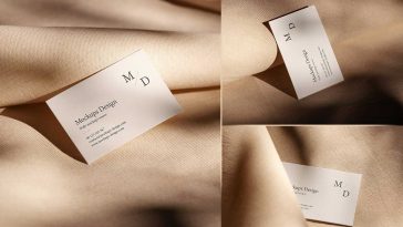 3 Free Business Card Mockup PSD on Linen Cloth