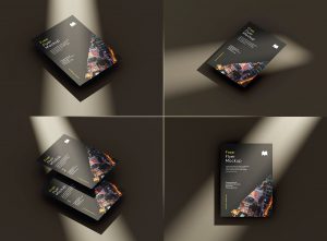 4 Dark Scene Free A4 Flyer Mockup PSD set