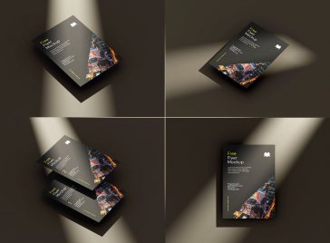 4 Dark Scene Free A4 Flyer Mockup PSD set