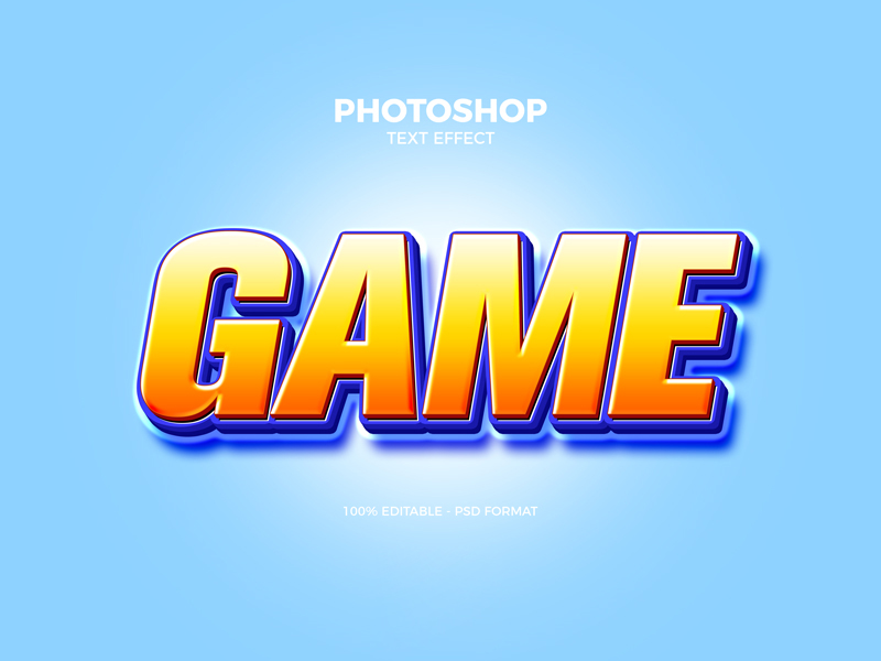 Premium PSD  Funny game 3d editable text effect psd with premium background