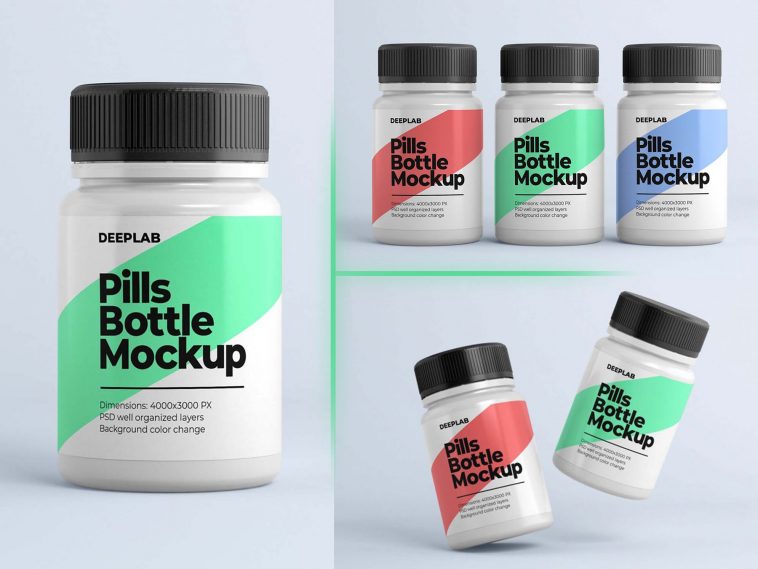 Free Medical Pill Bottle Mockups set (PSD)