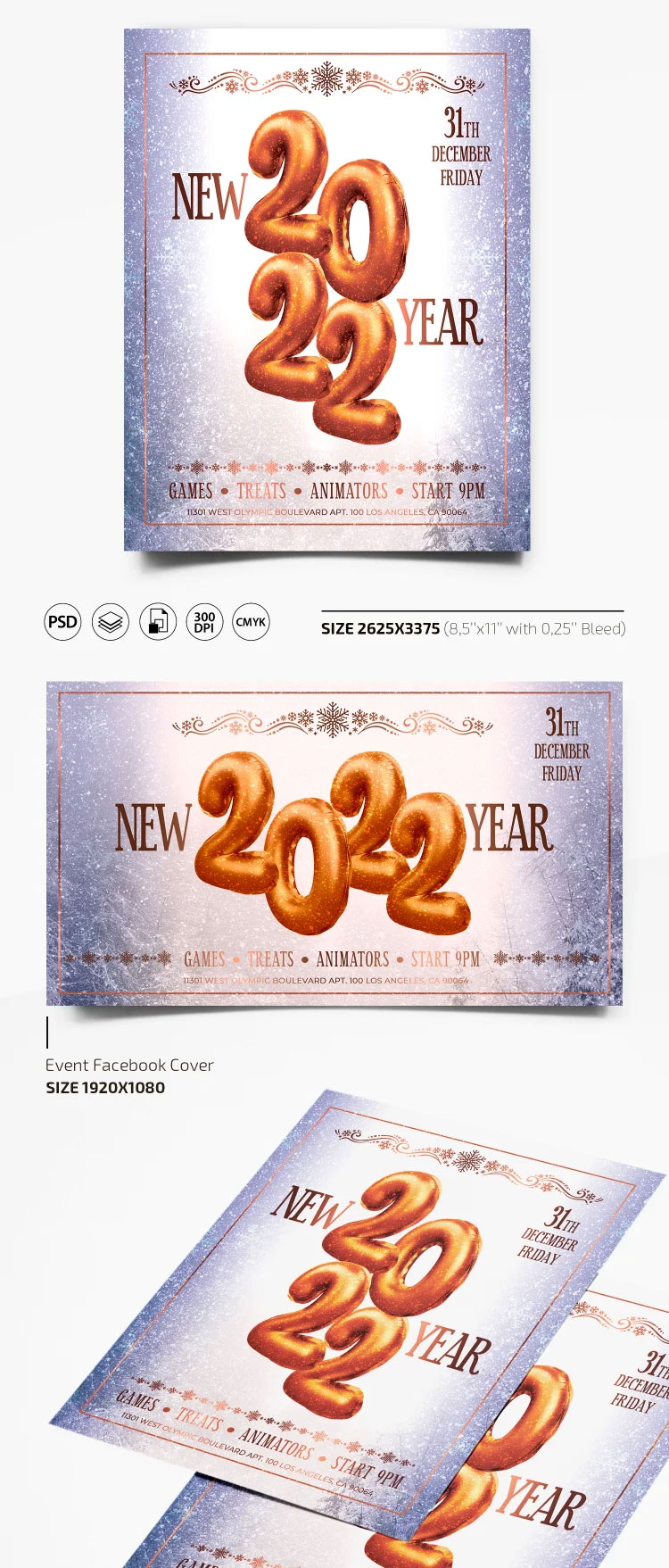 Free NEW YEAR 2022 Flyer and Cover PSD Template