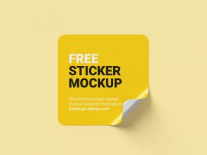 Free Square Sticker Mockup PSD set