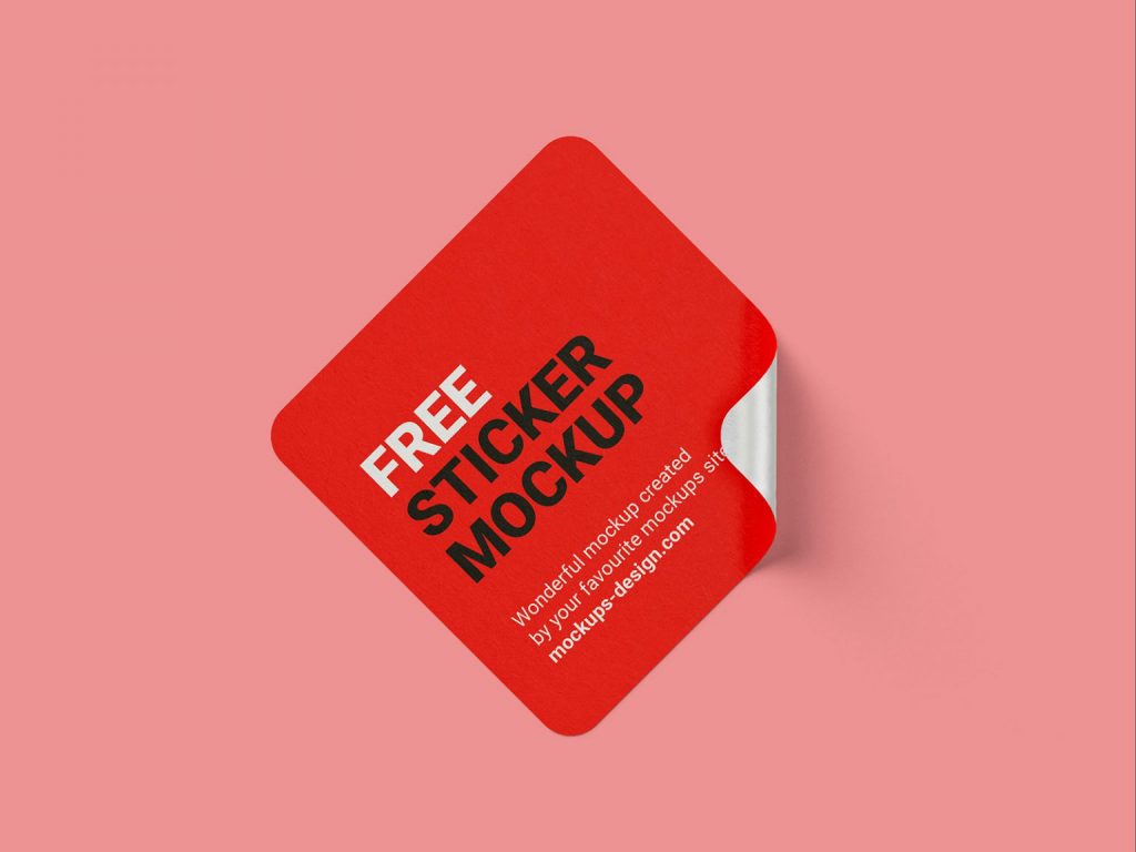 Free Square Sticker Mockup PSD set