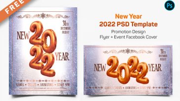 NEW YEAR 2022 Free Flyer and Facebook Cover PSD Template