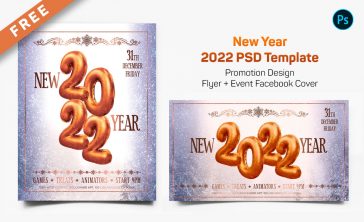 NEW YEAR 2022 Free Flyer and Facebook Cover PSD Template