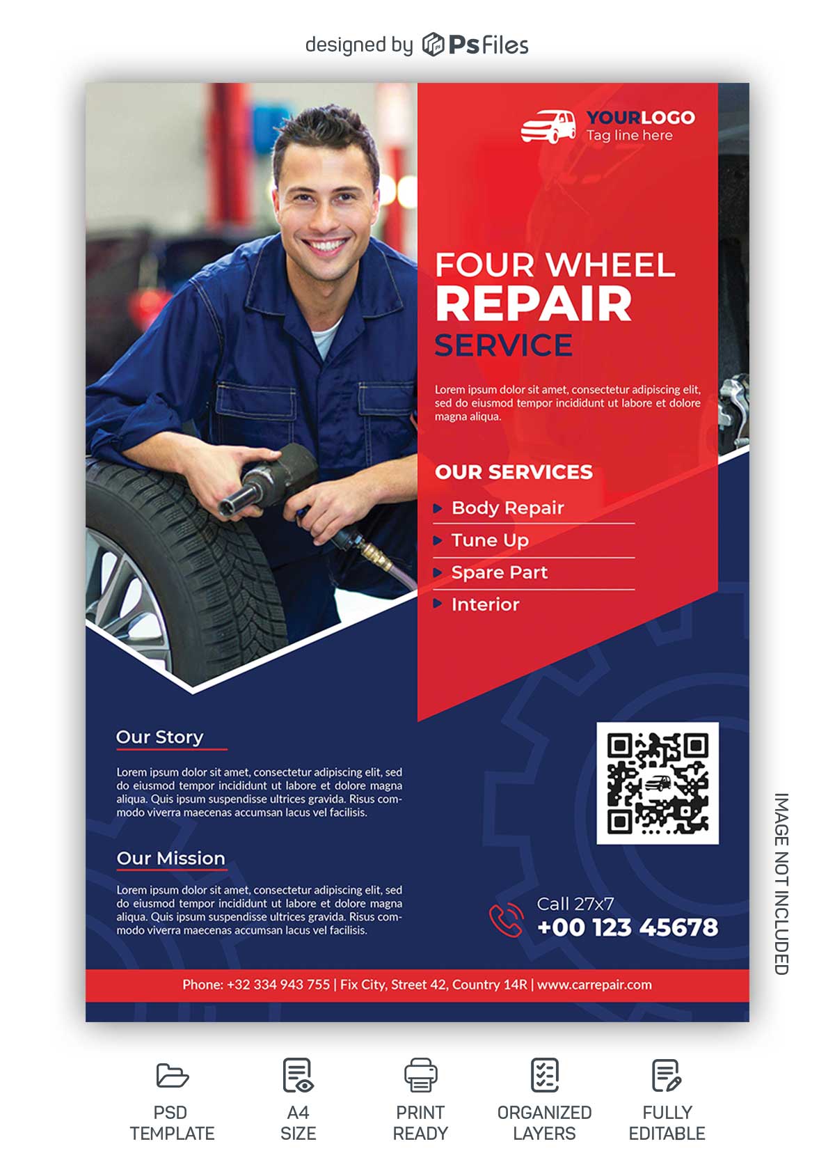 PsFiles Car Repair Service Flyer PSD Template for FREE