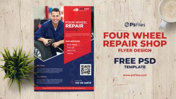 Red Blue Colot theme PsFiles Car Repair Service Flyer PSD Template for FREE
