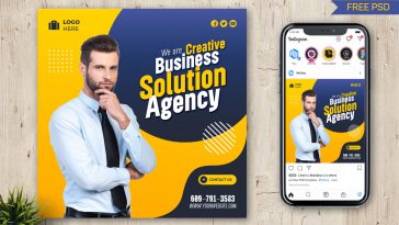 Yellow blue color combination abstract shape Social media post design PSD template for free download