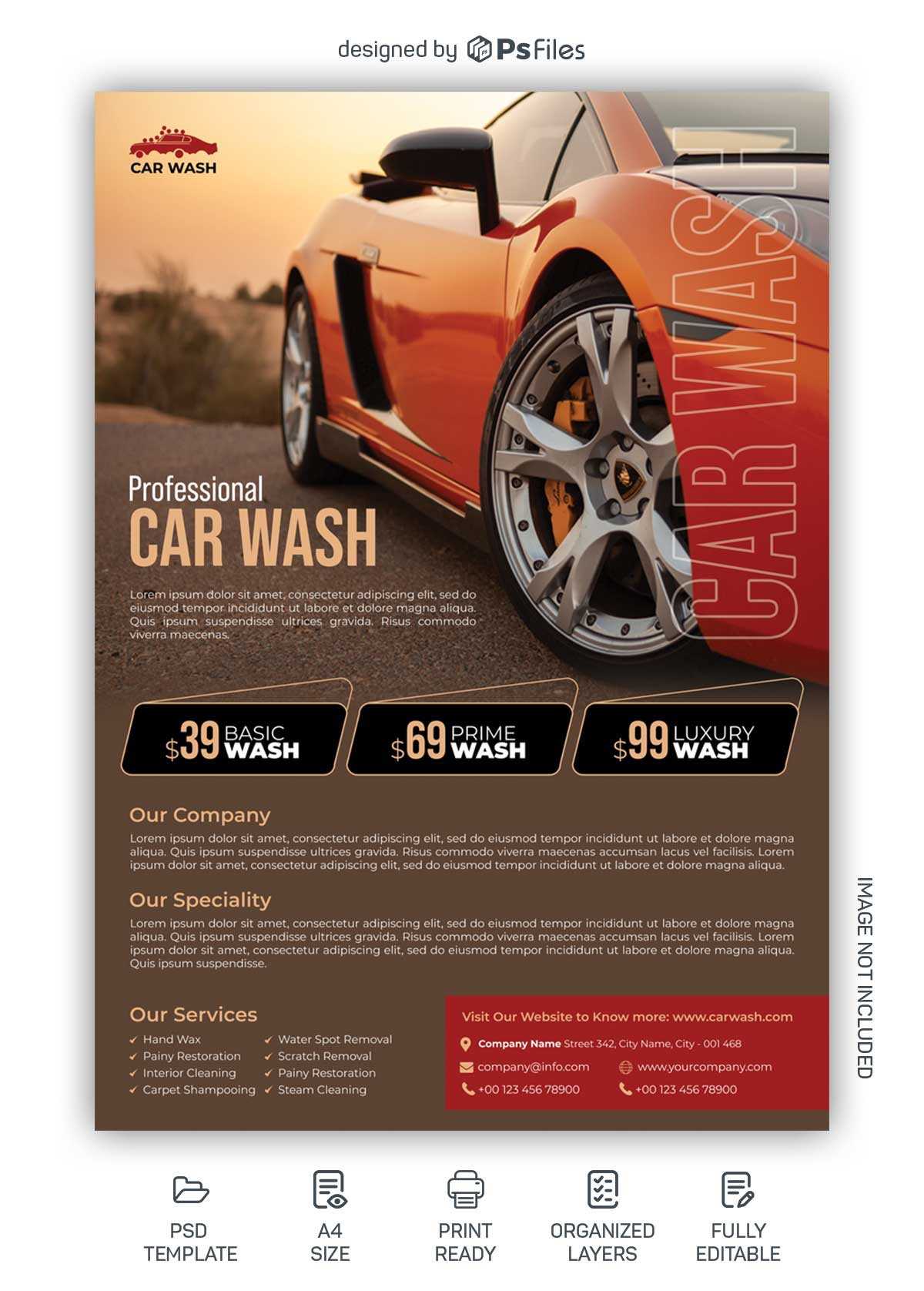 Free Car Wash Flyer Design PSD Template