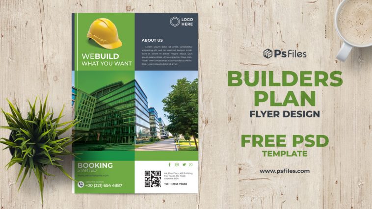 Green Theme Free Construction Company Flyer PSD Template