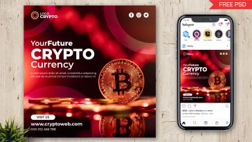PsFiles Free Cryptocurrency Social Media Post Design Template PSD