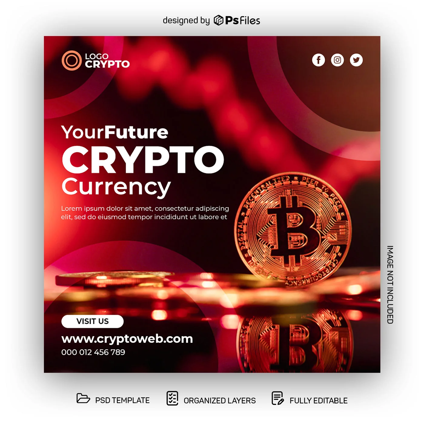 Free Cryptocurrency Social Media Post Design Template PSD