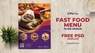 PsFiles creative and modern style fast food menu flyer free PSD template
