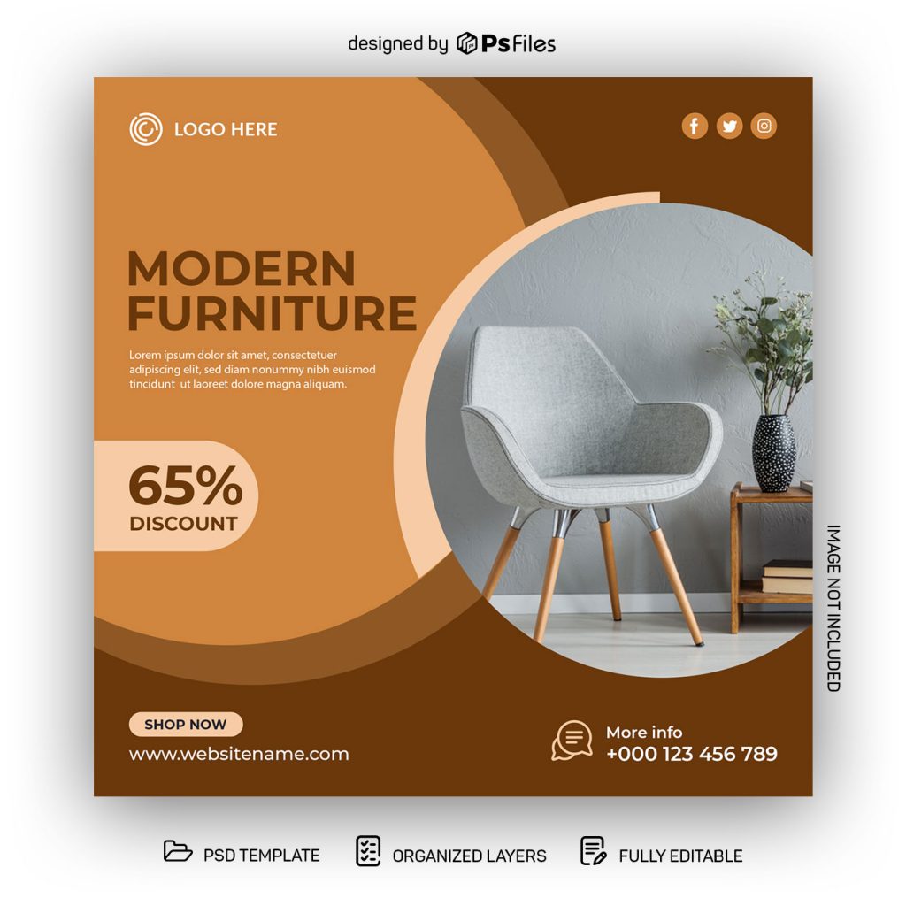 Free Modern Furniture Offer Sale Social Media Post PSD Template 03