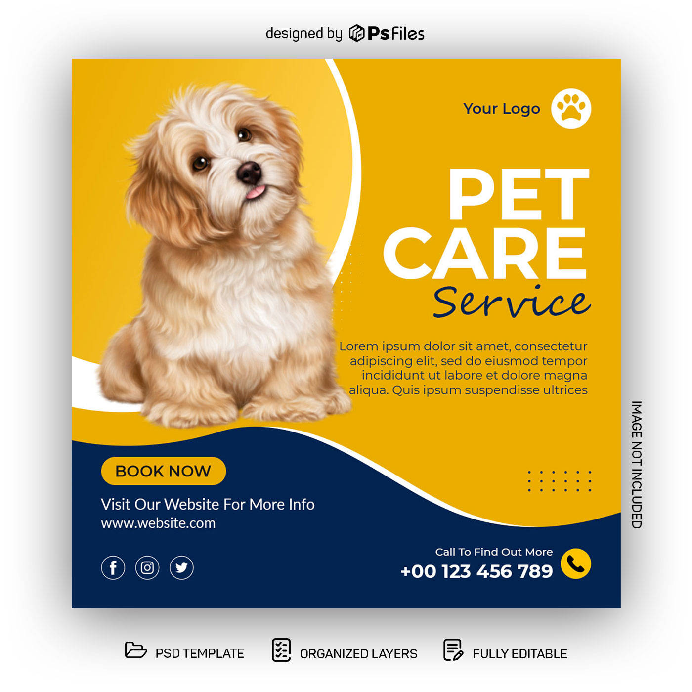 PsFiles Free Pets Care Instagram Post Design PSD Template