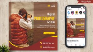 Creative Social Media Post Design Template for Photography studio Free PSD Template