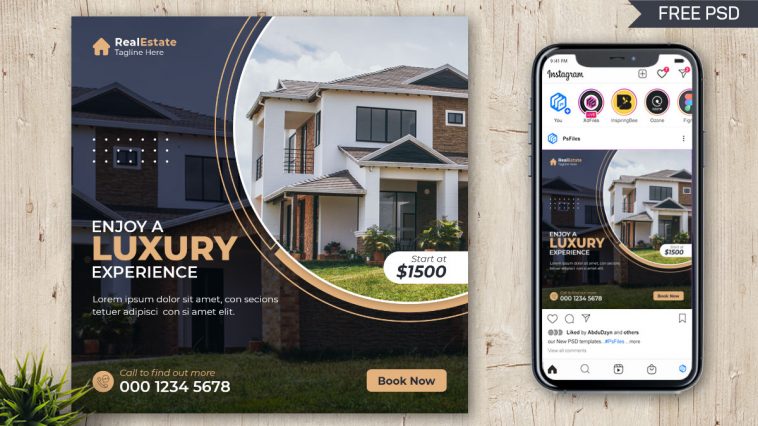 PsFiles Free Real Estate Social Media Post Design PSD Template