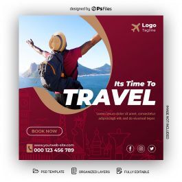 Free Travel Social Media Post Design PSD Template - PsFiles