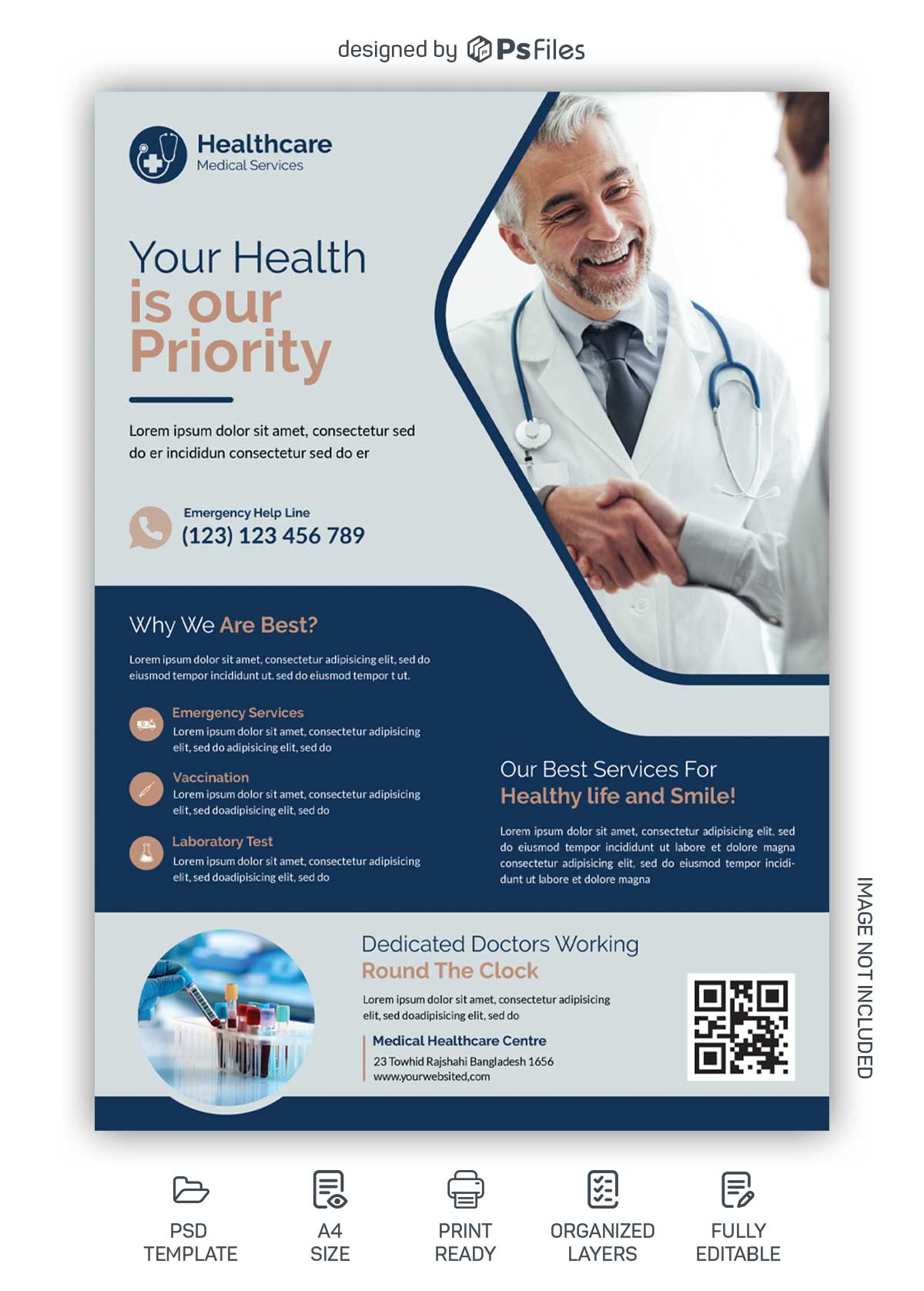 Premium quality Hospital Health Care Free Flyer PSD Template