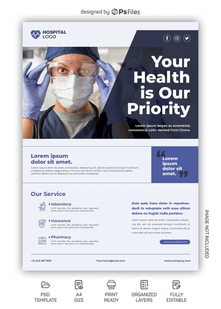 Minimal Creative Premium Free Hospital Health Care Flyer PSD Template 05