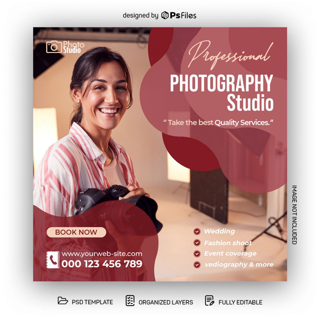 Free Professional Photography Studio Social Media Post Template PSD