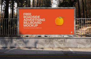 Free Roadside Advertising Billboard Mockup PSD