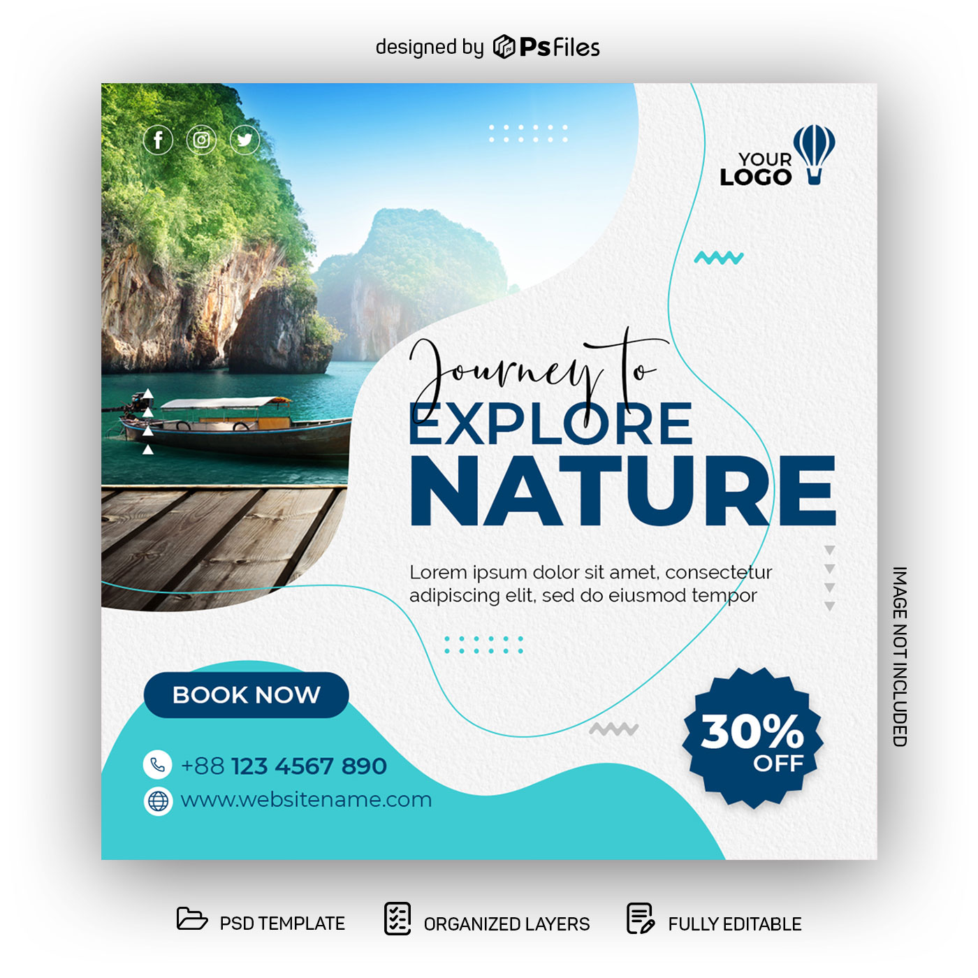 Explore Nature Travel Agency Instagram Post Design PSD Template 05