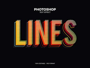 Free Lines Photoshop Text Effect PSD
