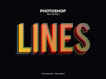 Free Lines Photoshop Text Effect PSD