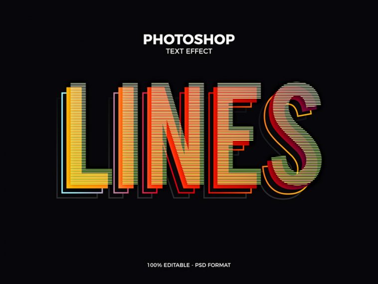 Free Lines Photoshop Text Effect PSD