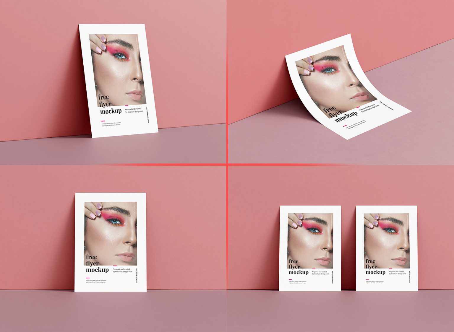 Free Standing A6 Flyer Mockup PSD 4 set PsFiles