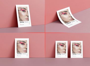 Free Standing A6 Flyer Mockup PSD set
