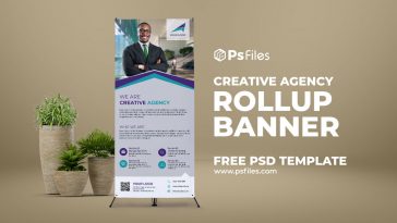 Free Creative Agency Rollup Standee Banner Design PSD Template
