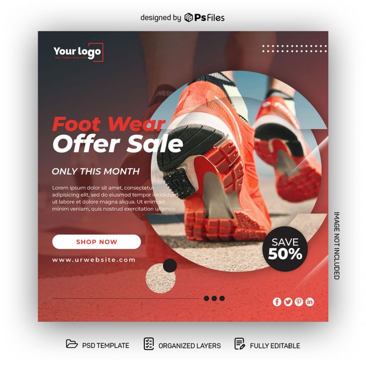 Free Footwear Offer Sale Social Media Post PSD Template - PsFiles