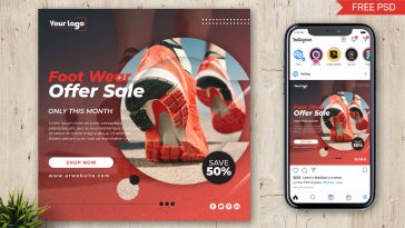 Free Footwear Offer Sale Social Media Post PSD Template
