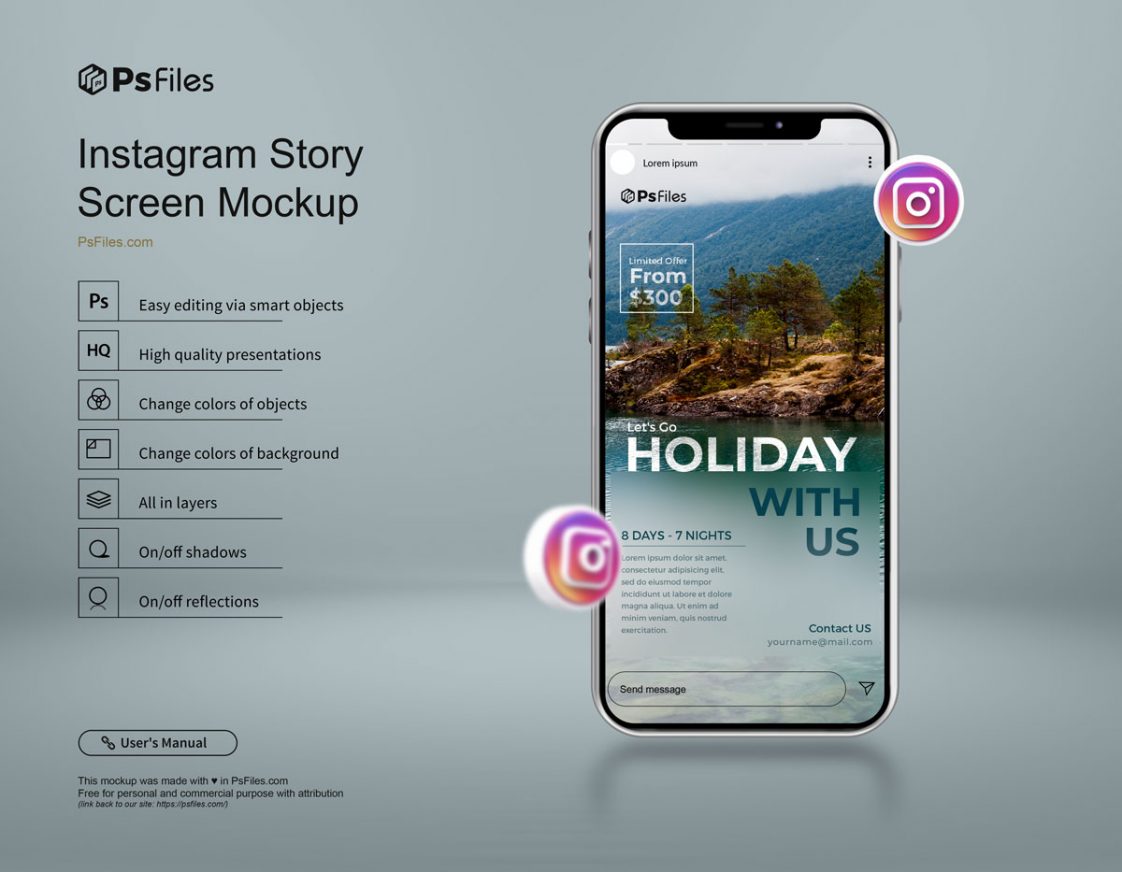 Free Instagram Story Mockup PSD - PsFiles