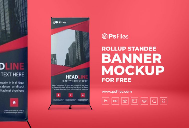 Standard Roll-Up Banner Standee Mockup PSD Free download