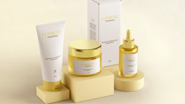 Free Cosmetic Branding and Packaging Mockup Scene